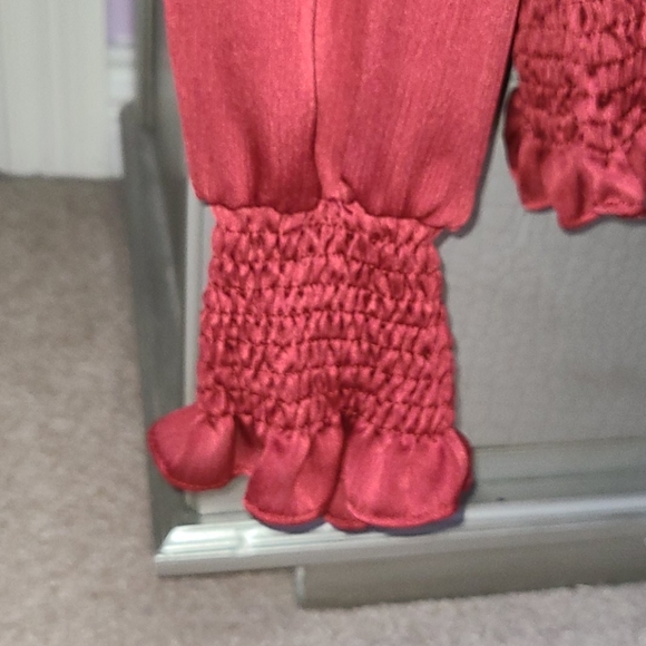 Red Satin Stretch Blouse - Picture 4 of 4